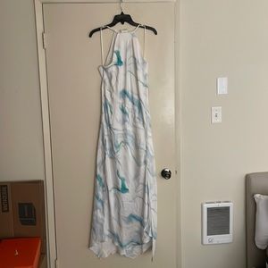 Women’s Express Summer Dress Size Large abstract Pattern maxi slip dress white